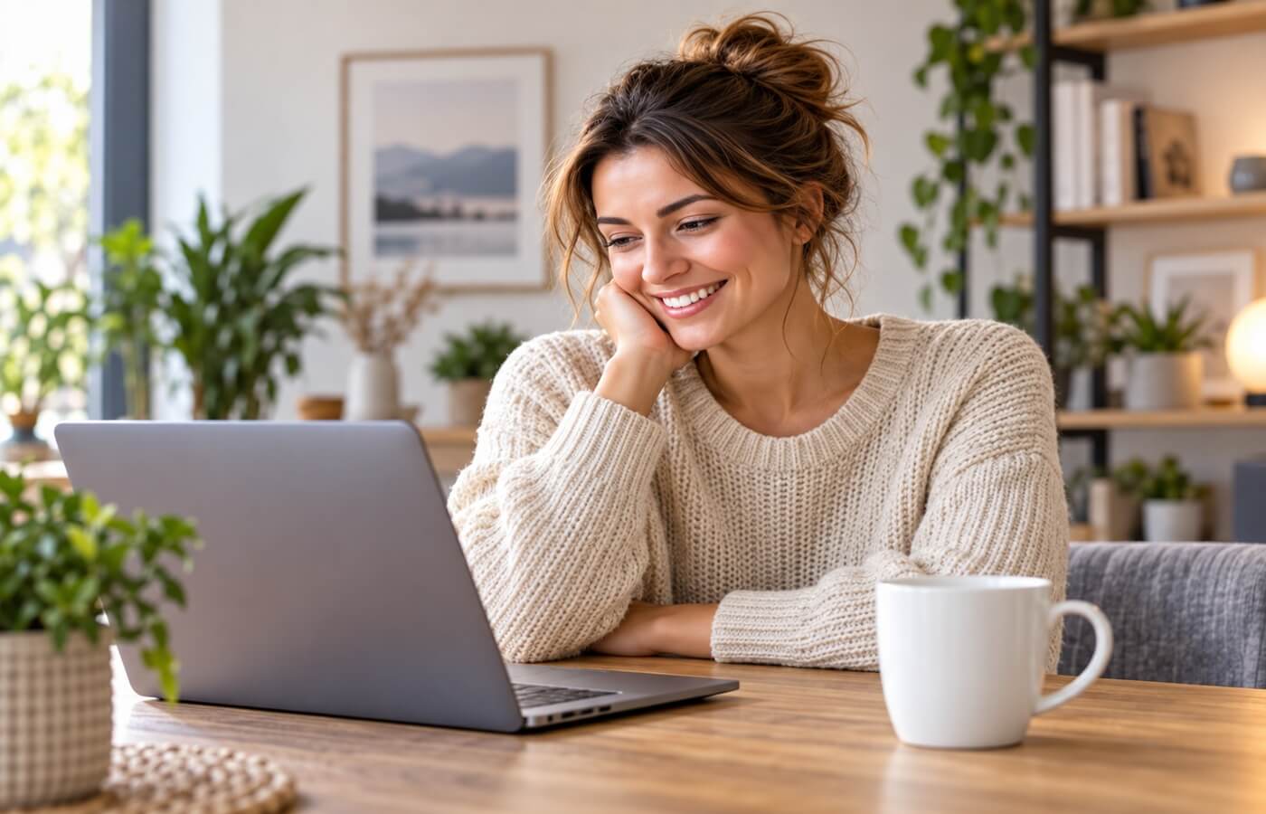 Person bei der Internetnutzung im Homeoffice